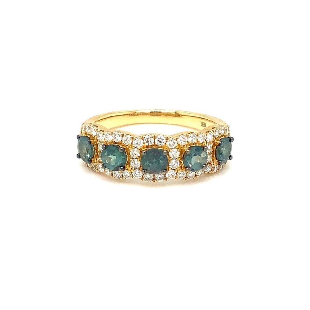 David Kord Natural Alexandrite and Diamond Band set in 14k Yellow Gold